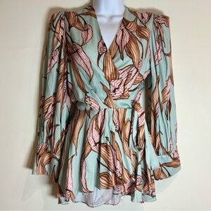 PatBO Peace Lilly Wrap Blouse Size Medium